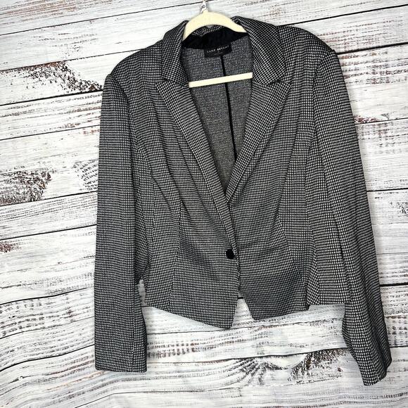 Lane Bryant Black Houndstooth Blazer Jacket One Button 26 - Picture 1 of 3